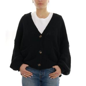 CARDIGAN OVERSIZE SCOLLO A V NERO